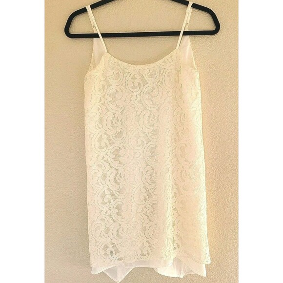 BCBG Generation Dress Womens XS Beige Lace Spaghetti Strap Assymetrical Swiftie - Picture 1 of 8
